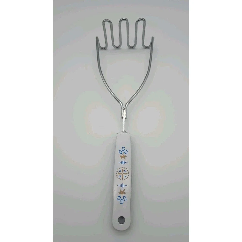 EKCO Carousel Blue Dutch Tulip Potato Masher Stainless Steel Bakelite Handle USA